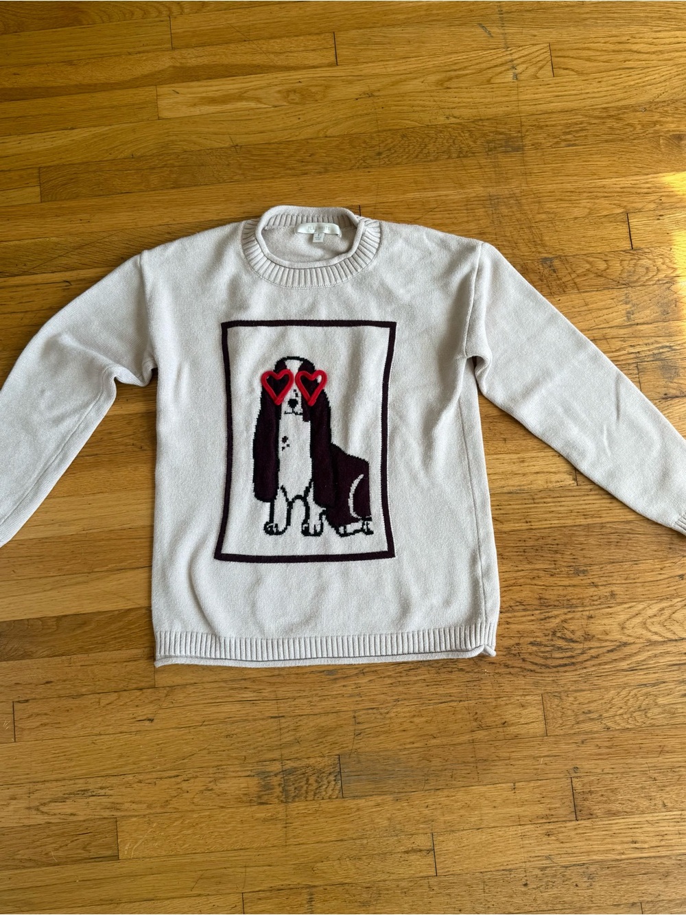 NWOT Never Worn Flat White from Anthropologie Cream Dog-Graphic Crewneck Sweater